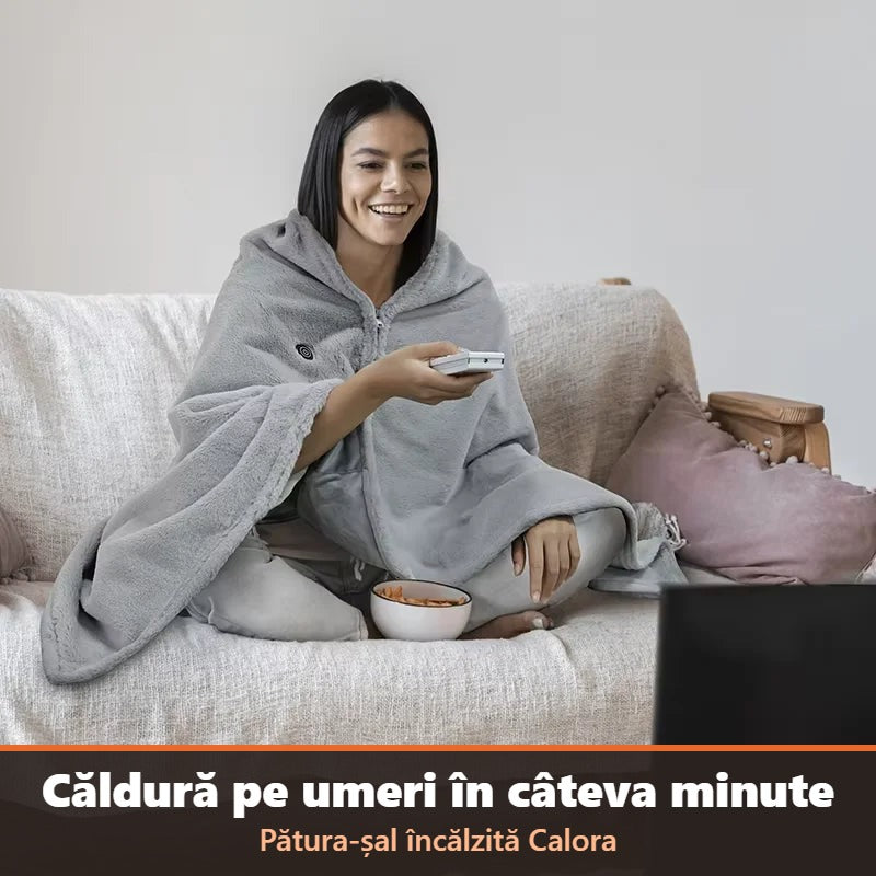 Calora – Pătură-șal încălzită USB, purtabilă, cu 3 trepte de căldură
