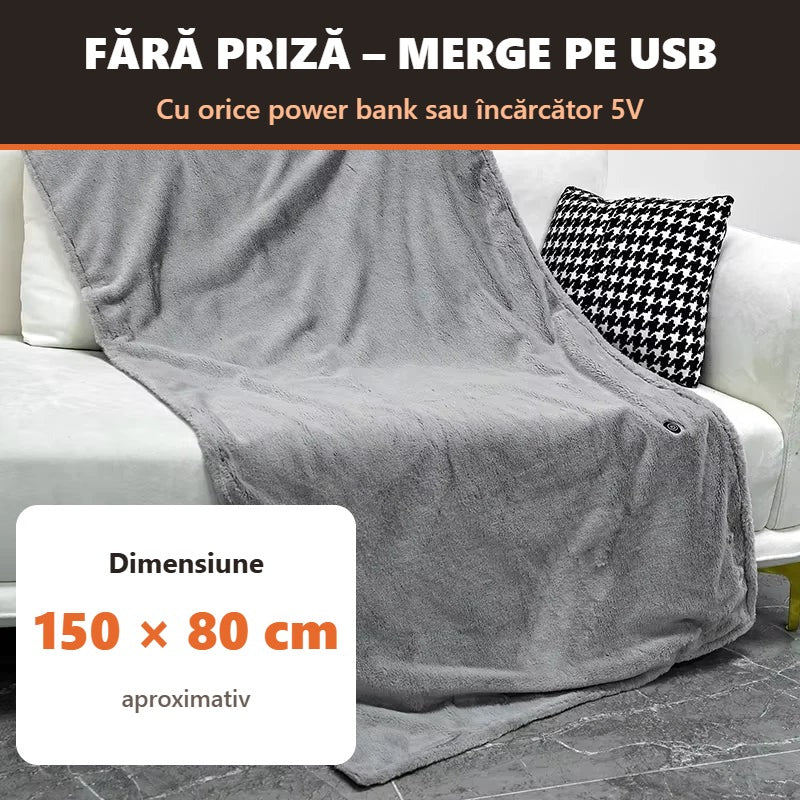 Calora – fără priză, merge pe USB, aprox. 150 × 80 cm