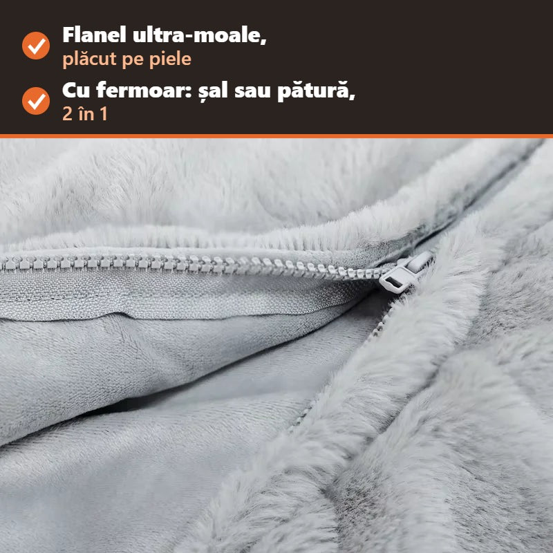 Calora – flanel moale, cu fermoar, 2 în 1